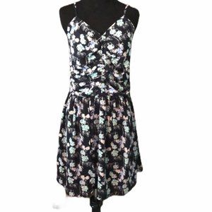 Eclair mini dress- Navy floral ruched front style